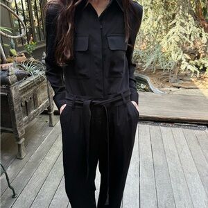 Madewell Black Utility Jumpsuit + Belted button front long sleeve